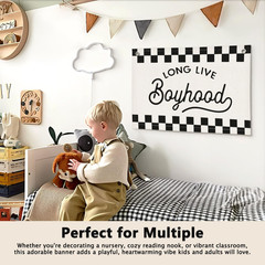 Long Live Boyhood Black and White Checkered Boys Room Decor – Cars Room Decor Li