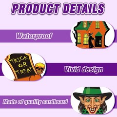 JarThenaAMCS 48 Pcs Vintage Halloween Cutouts Retro Pumpkin Witch Cat Cut-Out