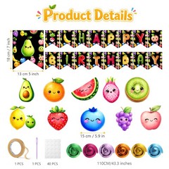 Fruit Birthday Banner Decoration Dancing Fruit Themed Birthday Party Decorati…