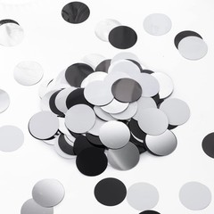 300 PCS Black White Silver Table Confetti Metallic Circle 1.2 Inch