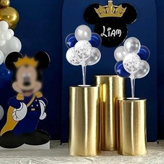 4 Set Navy Blue Silver Balloon Centerpieces for Table,Balloon Stand Kit for G…