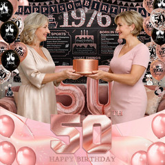 Rose Gold 50Th Birthday Decorations for Women – 37Pcs Happy 50Th Birthday Banner