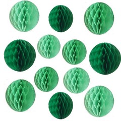 12 PCS 6 & 8 Inch Honeycomb Balls Party Backdrop Decoration Kit Green Pack