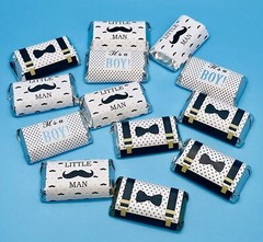 60 Little Man Mini Candy Bar Wrapper, Its a Boy Baby Shower Miniatures Candy Bar