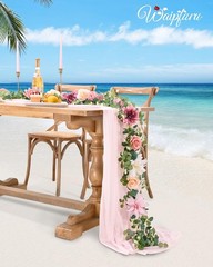 Flower Garland Decorations, 6.07Ft Pink Floral Rose Garland, Artificial