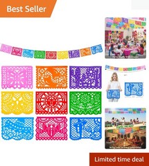 Colorful 18 Ft Papel Picado Hanging Decor – Ideal for Parties & Heritage Events