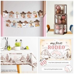 240PCS My First Rodeo Decorations Girl, Western Cowgirl First Birthday Suppli…