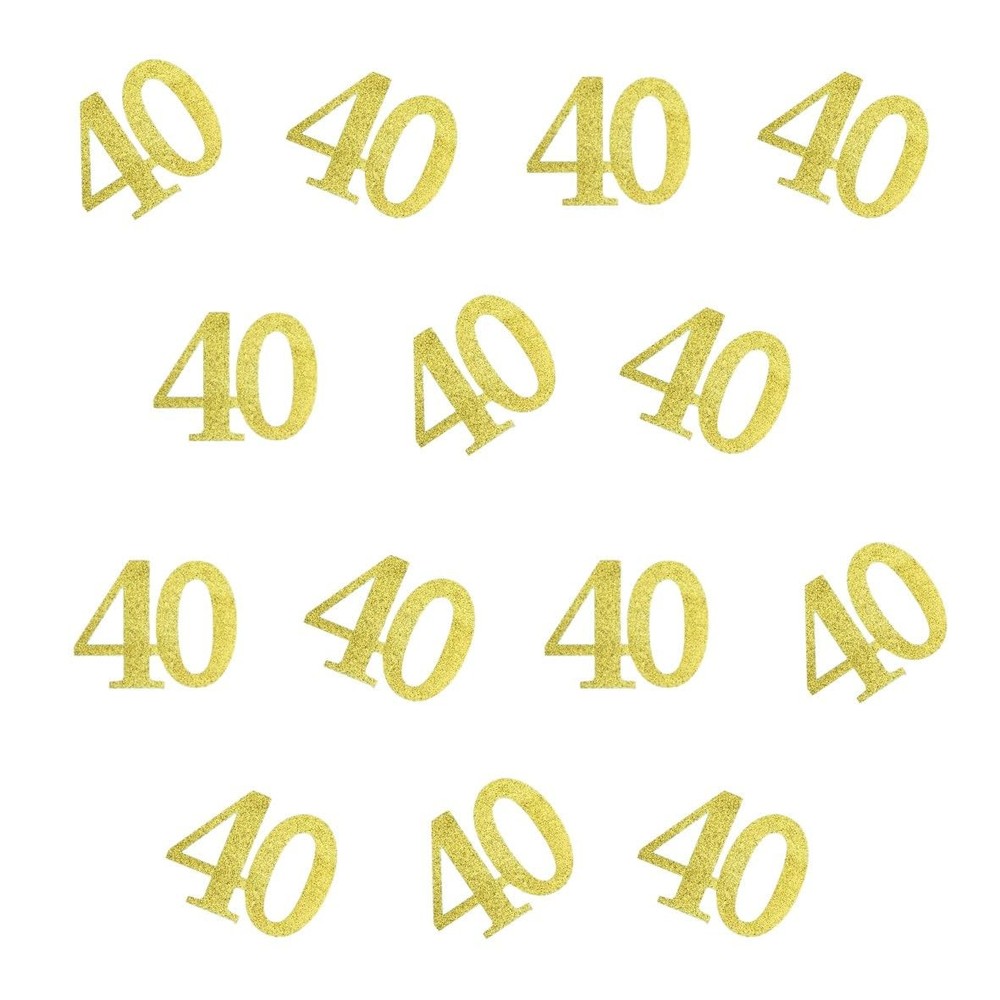 100 PCS Double Side Gold Glitter Paper Number 40 Confetti 40th Birthday