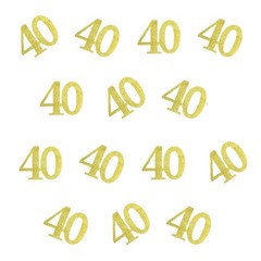 100 PCS Double Side Gold Glitter Paper Number 40 Confetti 40th Birthday