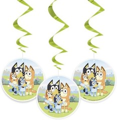 Unique Bluey Multicolored Hanging Swirl Decorations, 26″ – 3 Count |