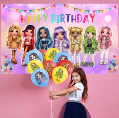 Rainbow High Birthday Party Supplies Set Plates Balloons Banner Birthday Gift