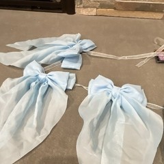 Brother Sister Design Studio Blue Solid Fabric Bow Garland 6 ft Party Decor