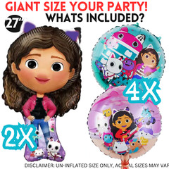 6 Dollhouse balloon party birthday supplies decoration happy Gabbys play theme