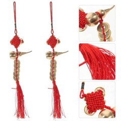 2 Pcs Gourd Brass Pendants Chinese Knot New Year Festival Front Door Decor