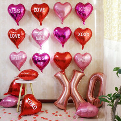 Will You Be My Girlfriend Balloons Proposal, Pink Red Rose Petal, Heart Balloons