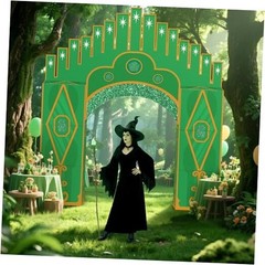 7 Pcs Emerald Cardboard Castle Green Wizard Playhouse Large Mainly Green, Gold