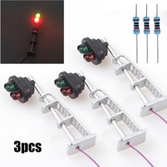 3x Model Railroad N Scale 1:87 Track Signals 2LEDs Red Green Traffic Lights