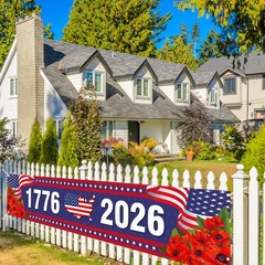 America 250th Anniversary Fence Banner Patriotic 4th of July Outdoor Decor