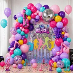 K-Pop Music Balloons Arch Kit, 119Pcs Pastel Hot Pink Royal Purple Teal Yello…