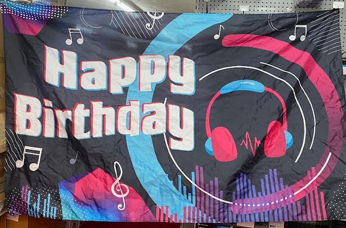 Music Themed Happy Birthday Banner Tapestry