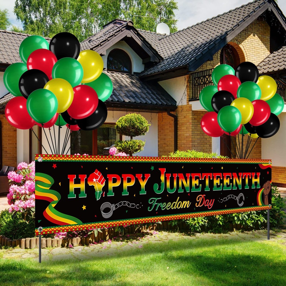 36 Pieces Happy Juneteenth Decoration Large Fabric June Black,green,yellow