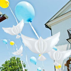 4 Pieces Peace Dove Balloons White Memorial Balloons Pigeon Shape Ceremonies Par