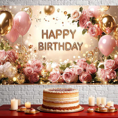 Birthday Backdrop Birthday Banner for Women 71 X 43 Inc Happy Birthday Backdrop