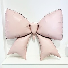 2PCS Valentines Party Pack Light Pink Bow Knot Shaped Balloon Pink Ribbon Bow…