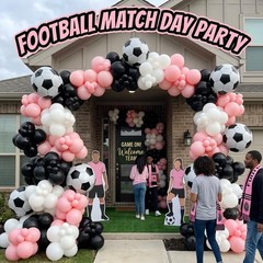 Light Pink and White Soccer Balloons, 12 Inch Pastel Pink and Black Clear Soc…