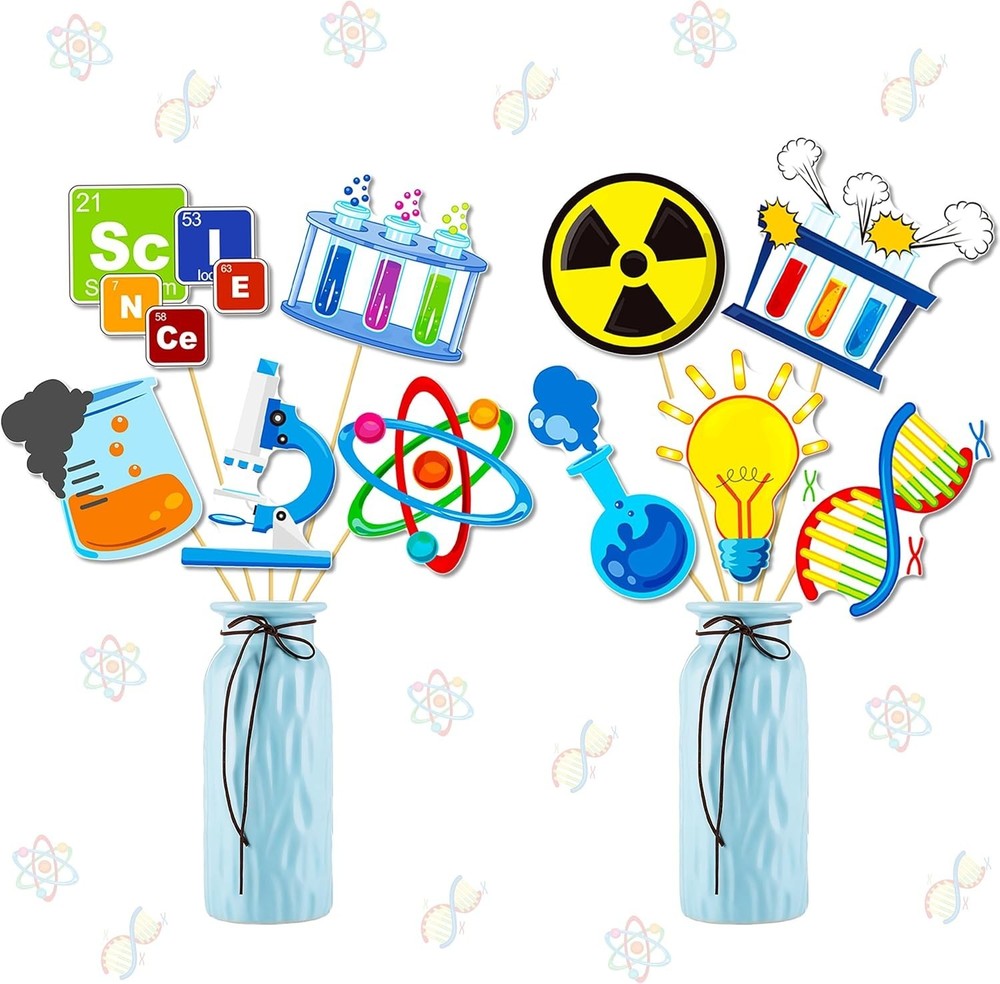 Science Birthday Party Decorations 18Pcs Science Theme Centerpiece Sticks for Ta