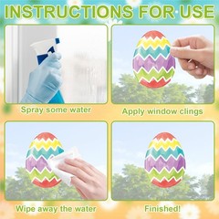 Vintage Happy Easter Bunny Egg Window Clings 6 Sheets, Spring Window Decals St..