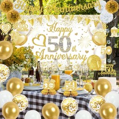 50th Anniversary Decorations – Cheers to 50 Years Party Supplies, Gold Glitter B