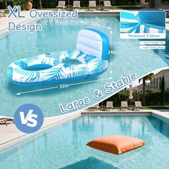 New Inflatable Pool Float for Adults Lounger with Cup Holders & Backrest, Heavy