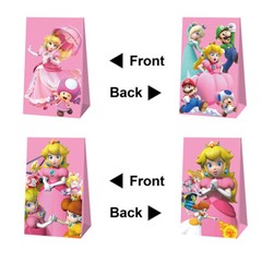 12PCS Princess Peach Toadstool Gift Bag Candy Bag Stickers Kids Party Decoration