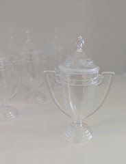 Hammont Trophy Cup Shaped Acrylic Candy Boxes 1.69 x 3.5 x 3.14 7 pack