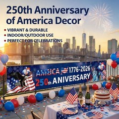 250th Anniversary Banner Patriotic Flag 120×24 Celebrate Independence Day
