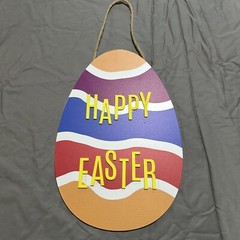 Happy Easter Hanging Egg Sign Fiber Board Display Craft