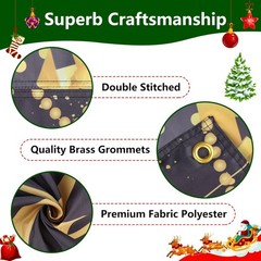 Extra Large Merry Christmas and Happy New Year Banner 72″ x 48″ Black