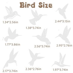 9 Sheets Anti-Collision Window Bird Decals, Protect and Regular, Hummingbird