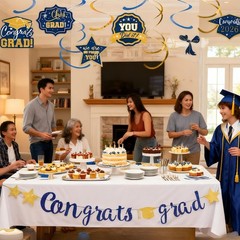 Graduation Party Decorations 2026, Blue and Gold 20 inches x 16 inches,