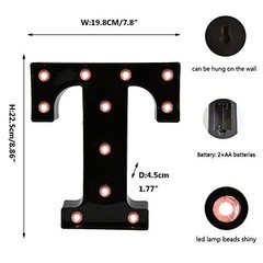 Light Up Black Alphabet Marquee Letters Sign LED Marquee Number Style Letter T