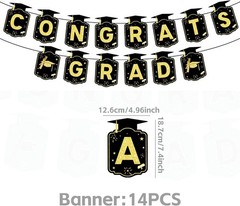 Class of 2026 Graduation Party Decor Kit Black Gold Banner Balloons Centerpieces