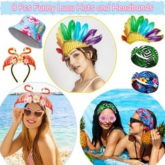 Large Summer Luau Photo Booth Props Set, Funny Hawaiian Sunglasses, Tropical