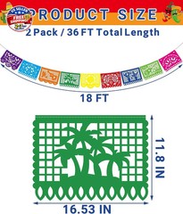 36 FT Cinco De Mayo Decorations, 2 Pack Mexican Party Banner, Plastic Fiesta Ban