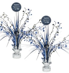 Lot of 6 Happy Birthday Man Add-Any-Age Foil Spray Centerpiece 18″ Black/Blue