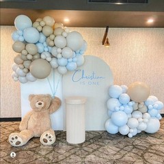 Voircoloria 130pcs Light Blue Balloons Different Sizes 18″ 12″ 10″ 5″ Baby Bl…