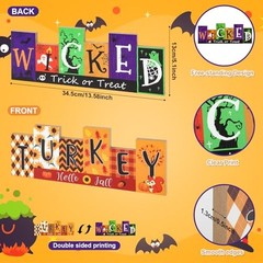 Halloween Decorations Wooden Table Sign Thanksgiving Decor, Large Colorful