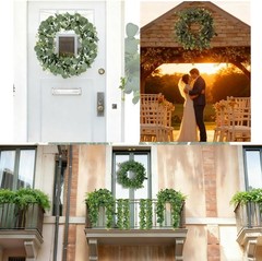 4 Packs 5.74 Ft Artificial Eucalyptus Garland Leaves with Flowers Artificial