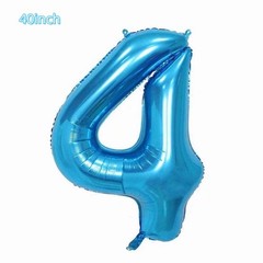 40inch Blue Airplane Number 4 Balloon, 4 Pack, Boys, Girls, All Ages, Birthda…