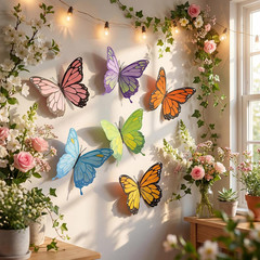 18 Pcs Large Butterfly Party Decoration 2 Sizes 3D Paper Butterfly Wall Decor At